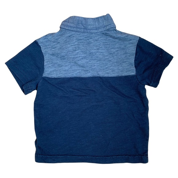 🌟3/$15🌟Oshkosh Navy Blue Polo Pocket Tee Colour Block Baby Size 12M - Picture 2 of 7
